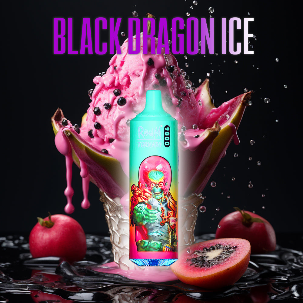 RandM Tornado 9000 Black Dragon Ice RandM Tornado Vapes RandM Tornado 9000 Black Dragon Ice RandM Tornado Vapes