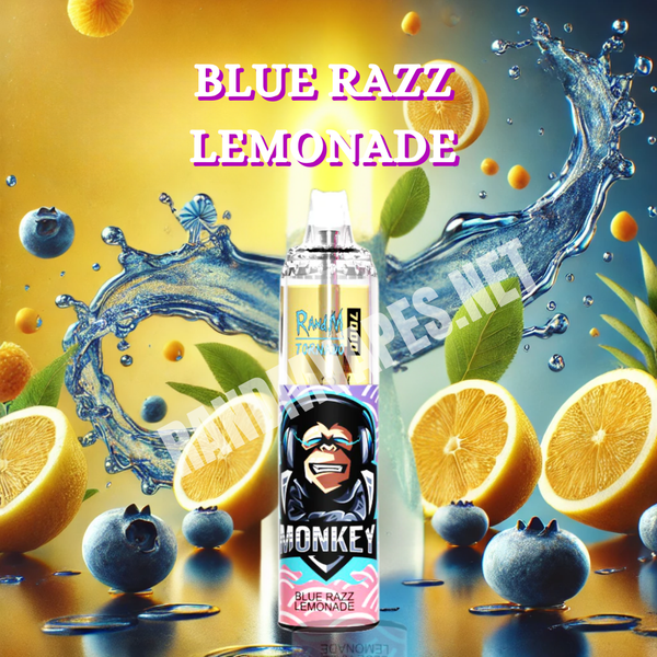 randm tornado 7000 blue razz lemonade RandM Tornado 7000 Blue Razz Lemonade E-Liquid Nicotine Salt 20 mg main image 0