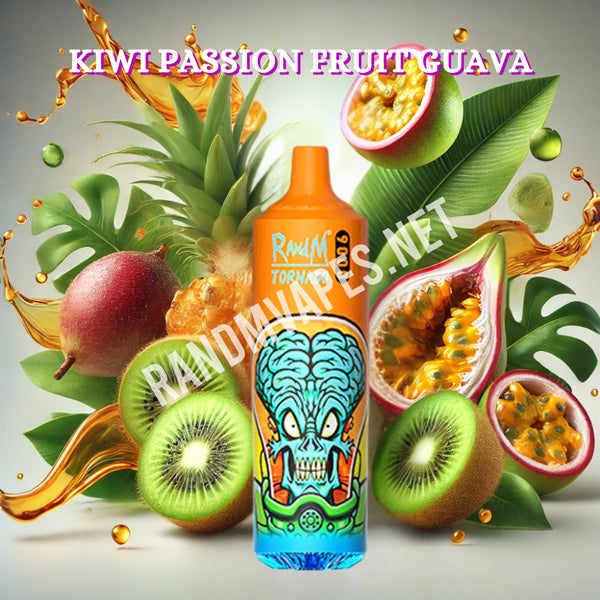 randm tornado 9000 kiwi passion fruit guava R AND M Tornado Kiwi Passion Fruit Guava main image 0